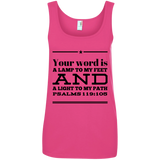 Bible Verses Ladies' 100% Ringspun Cotton Tank Top - "Psalm 119:105" Design 10 (Black Font) - Meditate Healing Christian Store