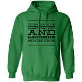 Bible Verse Men G185 Pullover Hoodie 8 oz. - Your Word Is Light To My Path ~Psalm 119:105~ Design 11