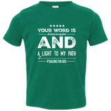 Bible Verse Toddler Jersey T-Shirt - "Psalm 119:105" Design 16 (White Font) - Meditate Healing Christian Store