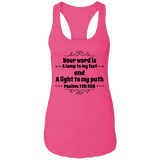 Bible Verses Ladies Ideal Racerback Tank - "Psalm 119:105" Design 1 (Black Font) - Meditate Healing Christian Store