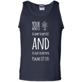 Bible Verse Men 100% Cotton Tank Top - "Psalm 119:105" Design 19 (White Font) - Meditate Healing Christian Store