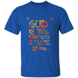 Bible Verse Men 5.3 oz. T-Shirt - "Psalm 73:26" Design 7 - Meditate Healing Christian Store