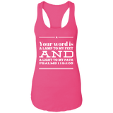 Bible Verse Ladies Ideal Racerback Tank - "Psalm 119:105" Design 10 (White Font) - Meditate Healing Christian Store