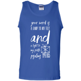 Bible Verse Men 100% Cotton Tank Top - "Psalm 119:105" Design 18 (White Font) - Meditate Healing Christian Store