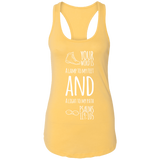 Bible Verse Ladies Ideal Racerback Tank - "Psalm 119:105" Design 20 (White Font) - Meditate Healing Christian Store