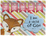 Hope Inspiring Kids Snuggly Blanket - I Am A Child Of God ~John 1:12~ (Design: Fox)