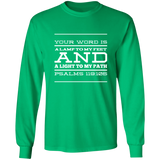 Bible Verse Long Shirt Ultra Cotton T-Shirt - "Psalm 119:105" Design 11 (White Font) - Meditate Healing Christian Store