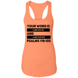 Bible Verses Ladies Ideal Racerback Tank - "Psalm 119:105" Design 21 (Black Font) - Meditate Healing Christian Store