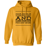 Bible Verse Men G185 Pullover Hoodie 8 oz. - Your Word Is Light To My Path ~Psalm 119:105~ Design 11