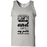 Bible Verse Men 100% Cotton Tank Top - "Psalm 119:105" Design 17 (Black Font) - Meditate Healing Christian Store