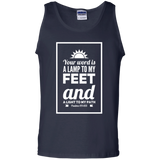 Bible Verse Men 100% Cotton Tank Top - "Psalm 119:105" Design 2 (White Font) - Meditate Healing Christian Store