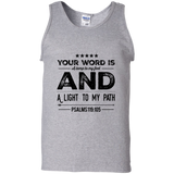 Bible Verse Men 100% Cotton Tank Top - "Psalm 119:105" Design 16 (Black Font) - Meditate Healing Christian Store