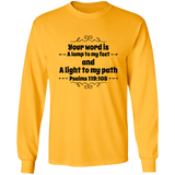 Bible Verse Long Sleeve  Ultra Cotton T-Shirt - "Psalm 119:105" Design 1 (Black Font) - Meditate Healing Christian Store