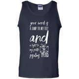 Bible Verse Men 100% Cotton Tank Top - "Psalm 119:105" Design 18 (White Font) - Meditate Healing Christian Store
