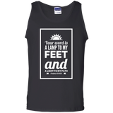 Bible Verse Men 100% Cotton Tank Top - "Psalm 119:105" Design 2 (White Font) - Meditate Healing Christian Store
