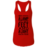 Bible Verses Ladies Ideal Racerback Tank - "Psalm 119:105" Design 4 (Black Font) - Meditate Healing Christian Store
