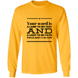 Bible Verse Unisex Long Sleeve T-Shirt - Your Word Is Light To My Path ~Psalm 119:105~ Design 10