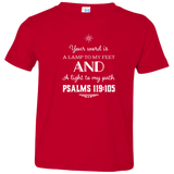 Bible Verse Toddler Jersey T-Shirt - "Psalm 119:105" Design 5 (White Font) - Meditate Healing Christian Store