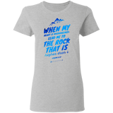 Bible Verses Ladies' 5.3 oz. T-Shirt - "Psalm 61:2" Design 14 - Meditate Healing Christian Store