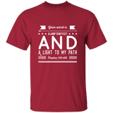 Bible Verse Men 5.3 oz. T-Shirt - "Psalm 119:105" Design 14 (White Font) - Meditate Healing Christian Store