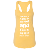 Bible Verse Ladies Ideal Racerback Tank - "Psalm 119:105" Design 6 (White Font) - Meditate Healing Christian Store