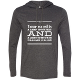 Bible Verse Men Long Sleeve T-Shirt Hoodie - "Psalm 119:105" Design 10 (White Font) - Meditate Healing Christian Store