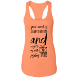 Bible Verses Ladies Ideal Racerback Tank - "Psalm 119:105" Design 18 (Black Font) - Meditate Healing Christian Store
