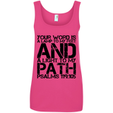 Bible Verses Ladies' 100% Ringspun Cotton Tank Top - "Psalm 119:105" Design 7 (Black Font) - Meditate Healing Christian Store