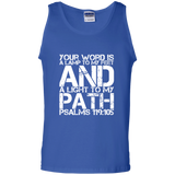 Bible Verse Men 100% Cotton Tank Top - "Psalm 119:105" Design 7 (White Font) - Meditate Healing Christian Store