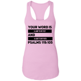 Bible Verses Ladies Ideal Racerback Tank - "Psalm 119:105" Design 21 (Black Font) - Meditate Healing Christian Store