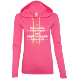 Bible Verse Ladies' Long Sleeve T-Shirt Hoodie - "Psalm 119:105" Design 1 (White Font) - Meditate Healing Christian Store