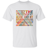 Bible Verse Men 5.3 oz. T-Shirt - "Psalm 73:26" Design 5 - Meditate Healing Christian Store