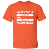 Bible Verse Men 5.3 oz. T-Shirt - "Psalm 119:105" Design 21 (White Font) - Meditate Healing Christian Store