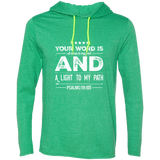 Bible Verse Men Long Sleeve T-Shirt Hoodie - "Psalm 119:105" Design 16 (White Font) - Meditate Healing Christian Store