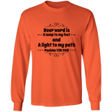 Bible Verse Long Sleeve  Ultra Cotton T-Shirt - "Psalm 119:105" Design 1 (Black Font) - Meditate Healing Christian Store