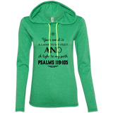 Bible Verse Ladies' Long Sleeve T-Shirt Hoodie - "Psalm 119:105" Design 5 (Black Font) - Meditate Healing Christian Store
