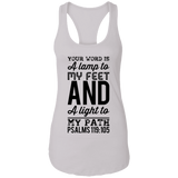 Bible Verses Ladies Ideal Racerback Tank - "Psalm 119:105" Design 3 (Black Font) - Meditate Healing Christian Store