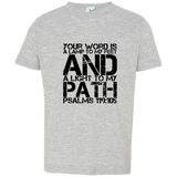 Bible Verse Toddler Jersey T-Shirt - "Psalm 119:105" Design 7 (Black Font) - Meditate Healing Christian Store