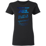 Bible Verses Ladies' 5.3 oz. T-Shirt - "Psalm 61:2" Design 18 - Meditate Healing Christian Store