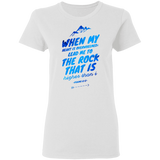 Bible Verses Ladies' 5.3 oz. T-Shirt - "Psalm 61:2" Design 14 - Meditate Healing Christian Store