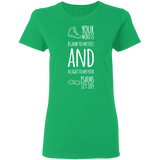 Bible Verse Ladies' 5.3 oz. T-Shirt - "Psalm 119:105" Design 20 (White Font) - Meditate Healing Christian Store