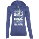 Bible Verse Ladies' Long Sleeve T-Shirt Hoodie - "Psalm 119:105" Design 17 (White Font) - Meditate Healing Christian Store