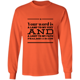 Bible Verse Unisex Long Sleeve T-Shirt - Your Word Is Light To My Path ~Psalm 119:105~ Design 10