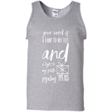 Bible Verse Men 100% Cotton Tank Top - "Psalm 119:105" Design 18 (White Font) - Meditate Healing Christian Store