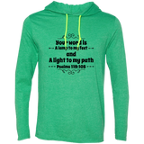 Bible Verse Men Long Sleeve T-Shirt Hoodie - "Psalm 119:105" Design 1 (Black Font) - Meditate Healing Christian Store