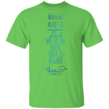 Bible Verse Men 5.3 oz. T-Shirt - "Psalm 61:2" Design 2 - Meditate Healing Christian Store