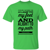 Bible Verse Men 5.3 oz. T-Shirt - "Psalm 119:105" Design 15 (Black Font) - Meditate Healing Christian Store