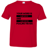 Bible Verse Toddler Jersey T-Shirt - "Psalm 119:105" Design 21 (Black Font) - Meditate Healing Christian Store
