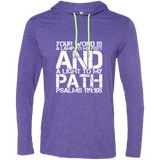 Bible Verse Men Long Sleeve T-Shirt Hoodie - "Psalm 119:105" Design 7 (White Font) - Meditate Healing Christian Store