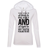 Bible Verse Ladies' Long Sleeve T-Shirt Hoodie - "Psalm 119:105" Design 3 (Black Font) - Meditate Healing Christian Store